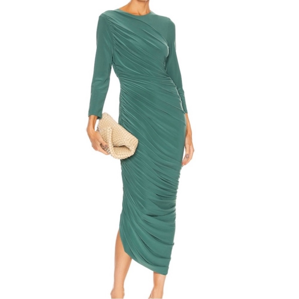 NORMA KAMALI Diana Gown Long Sleeve SZ M - green